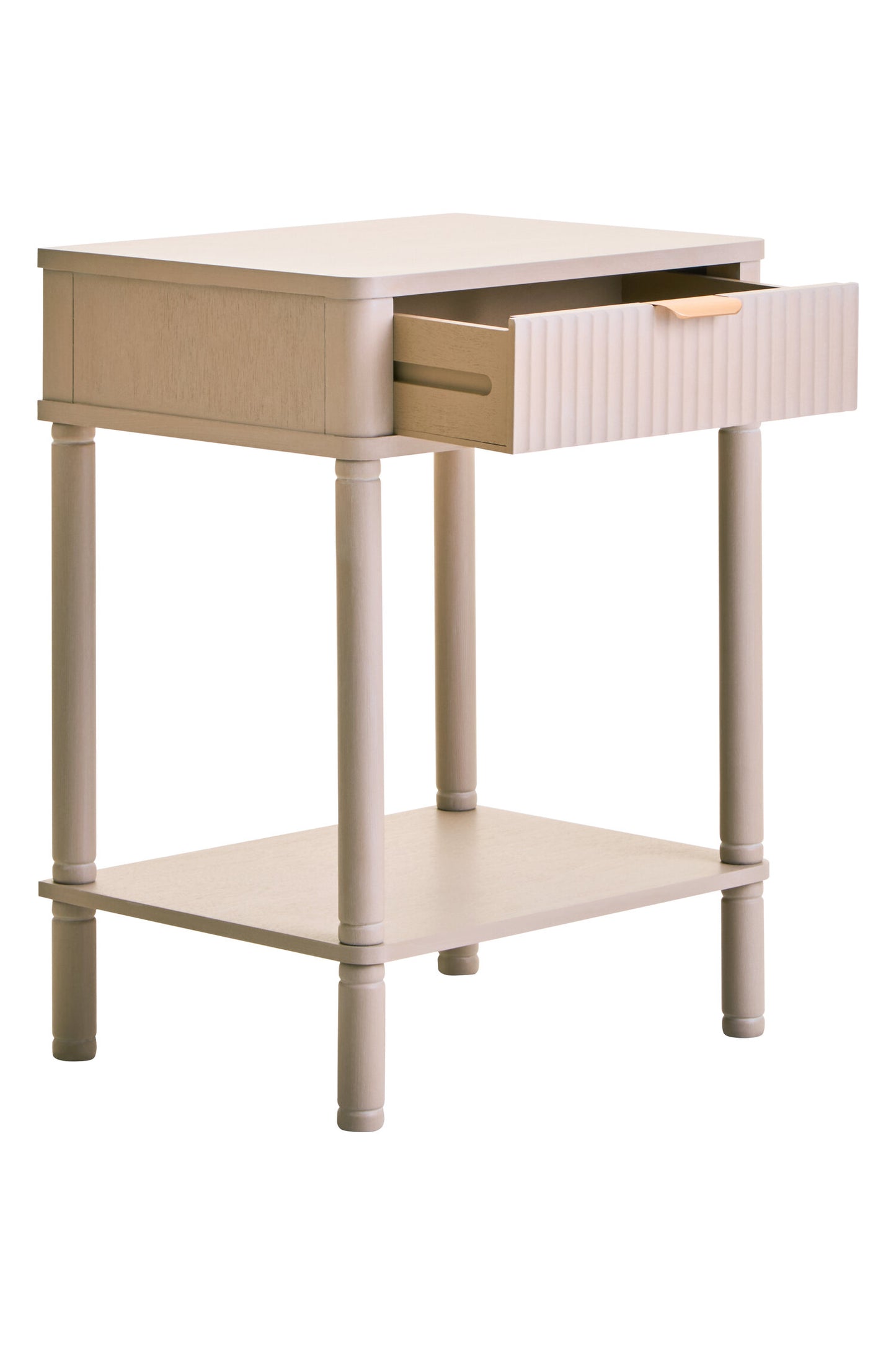Cambridge One Drawer Reed Detail Taupe Wood Side Table