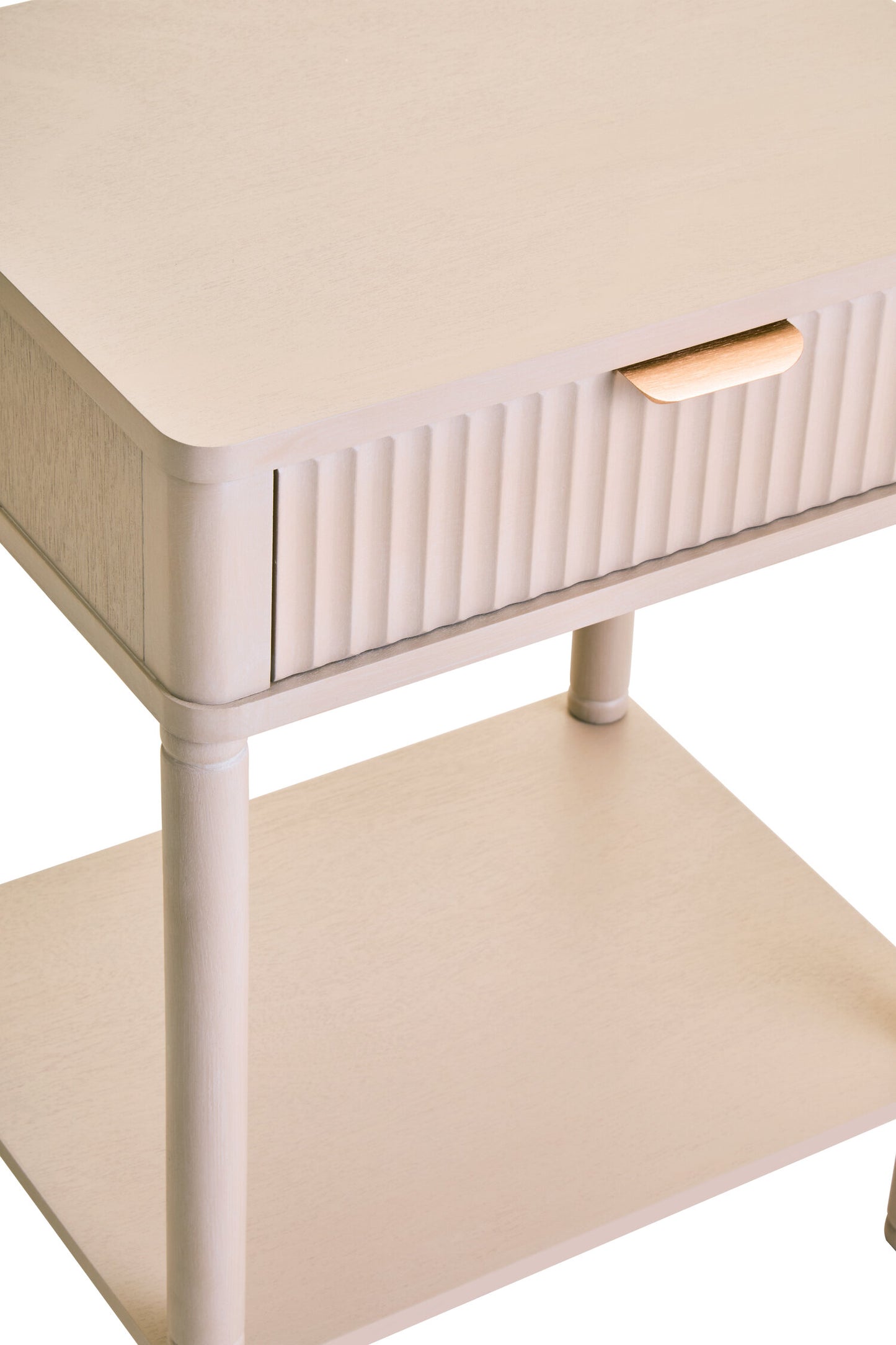 Cambridge One Drawer Reed Detail Taupe Wood Side Table