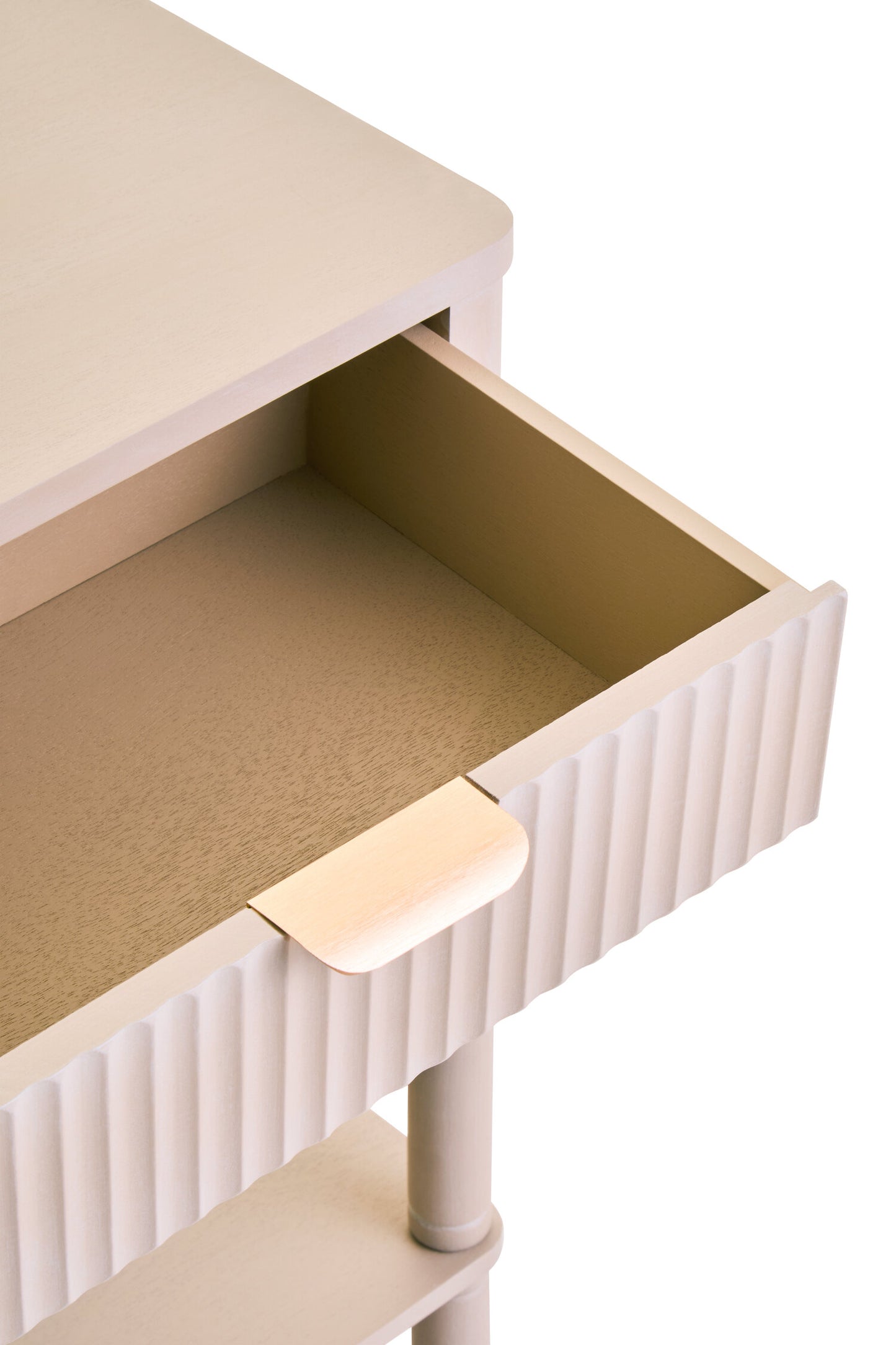 Cambridge One Drawer Reed Detail Taupe Wood Side Table