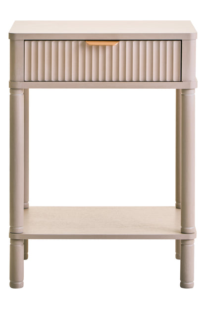 Cambridge One Drawer Reed Detail Taupe Wood Side Table
