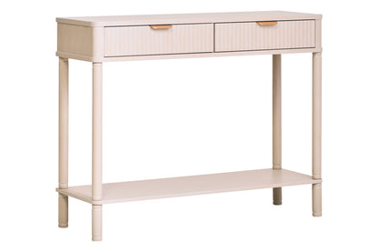 Cambridge 2 Drawer Reed Detail Taupe Wood Console Table
