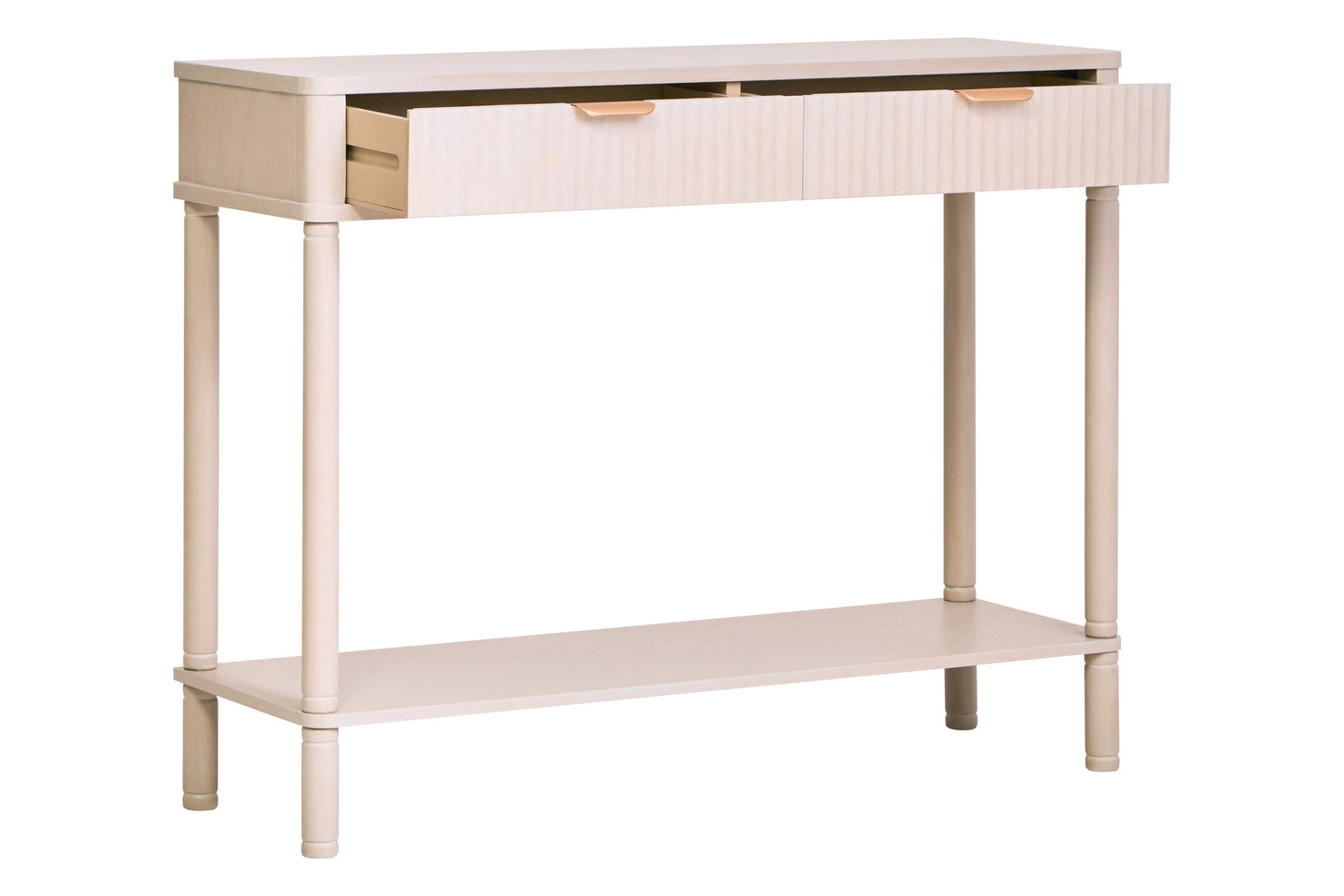 Cambridge 2 Drawer Reed Detail Taupe Wood Console Table