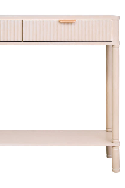 Cambridge 2 Drawer Reed Detail Taupe Wood Console Table