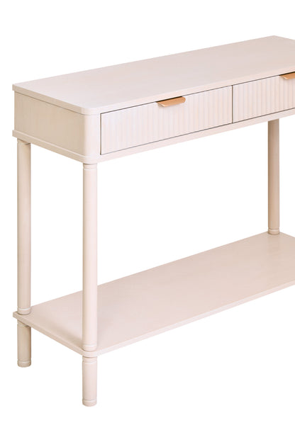 Cambridge 2 Drawer Reed Detail Taupe Wood Console Table