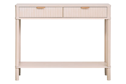 Cambridge 2 Drawer Reed Detail Taupe Wood Console Table