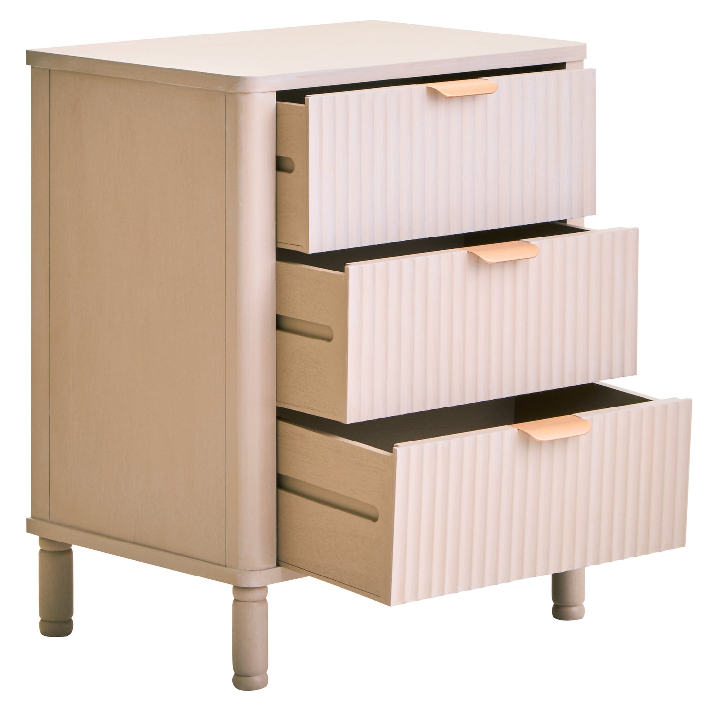 Cambridge Reed Detail Taupe Finish Three Drawer Chest