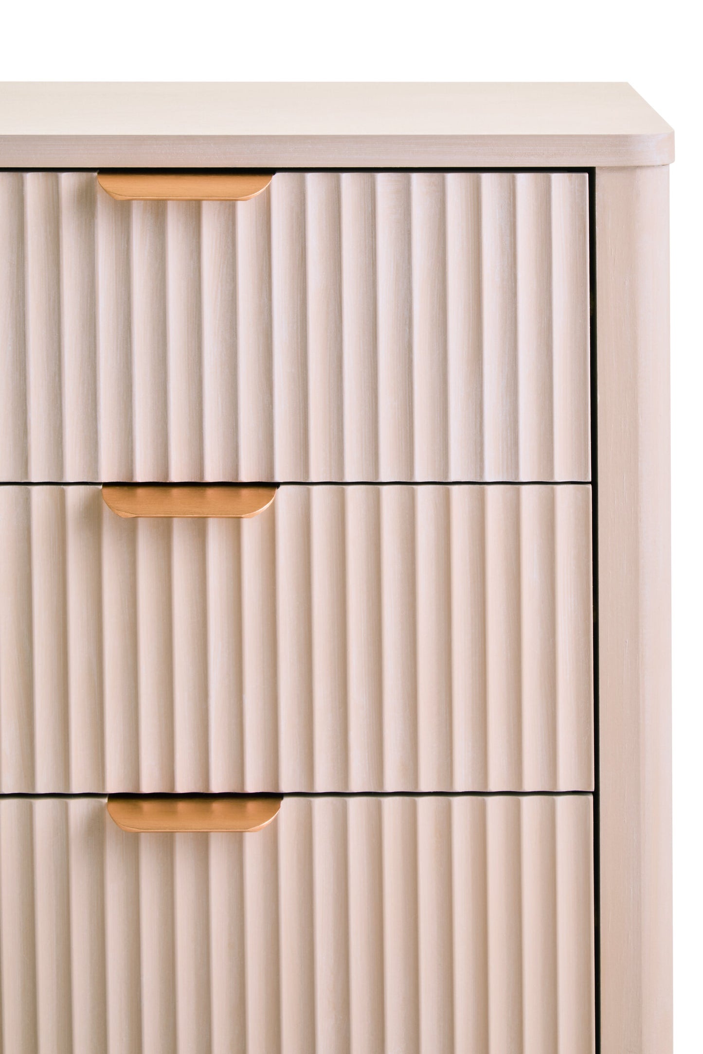 Cambridge Reed Detail Taupe Finish Three Drawer Chest