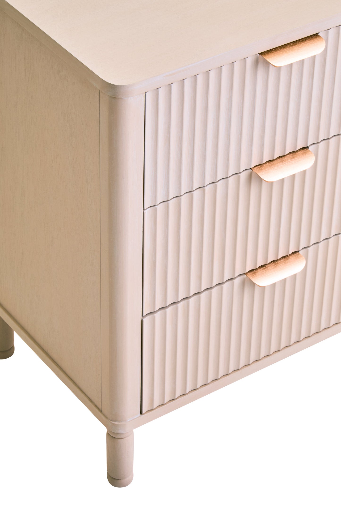 Cambridge Reed Detail Taupe Finish Three Drawer Chest
