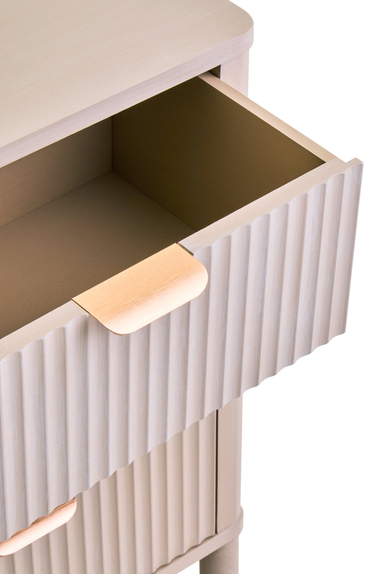 Cambridge Reed Detail Taupe Finish Three Drawer Chest