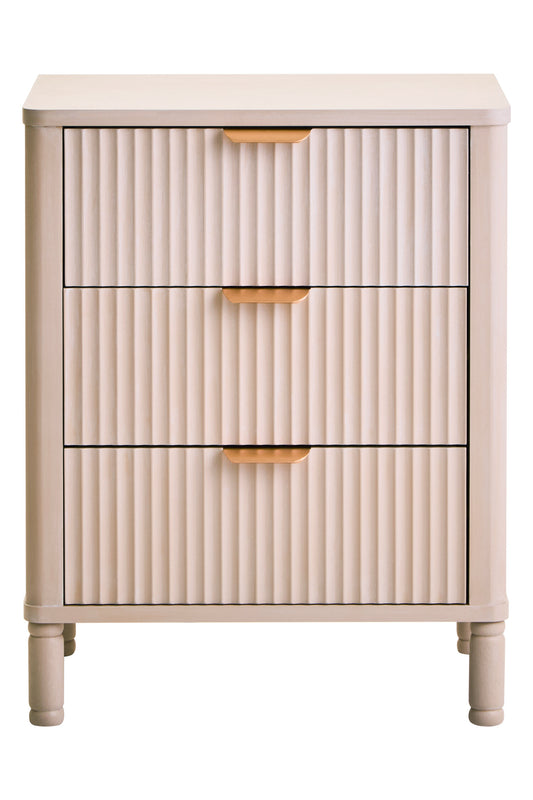 Cambridge Reed Detail Taupe Finish Three Drawer Chest