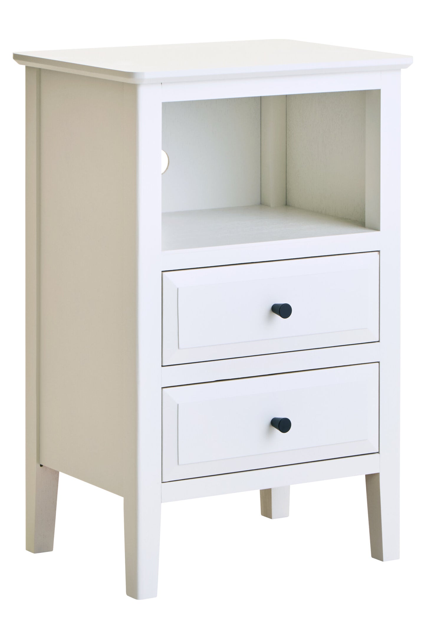 Cambridge Industrial White 2-Drawer Wooden Bedside