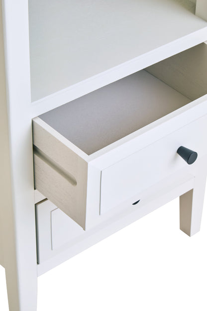 Cambridge Industrial White 2-Drawer Wooden Bedside