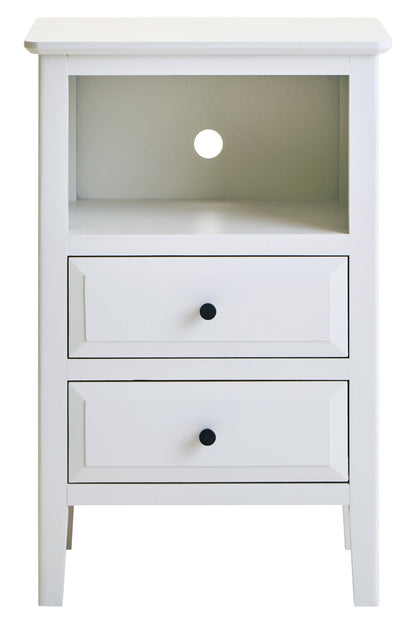 Cambridge Industrial White 2-Drawer Wooden Bedside