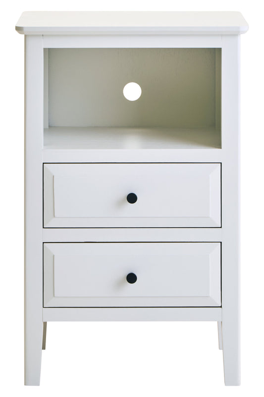 Cambridge Industrial White 2-Drawer Wooden Bedside