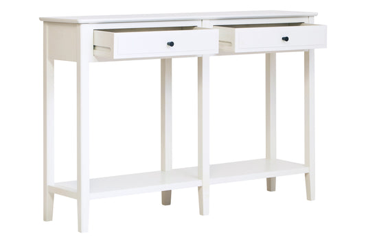 Cambridge Industrial White 2-Drawer Wooden Console Table