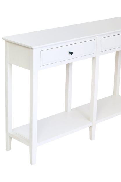 Cambridge Industrial White 2-Drawer Wooden Console Table