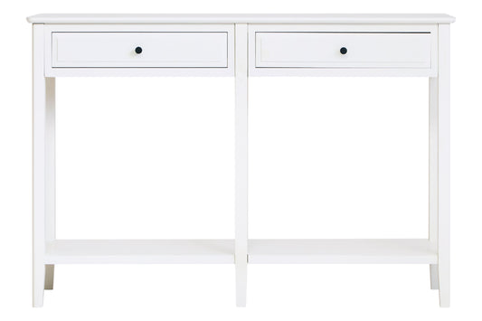 Cambridge Industrial White 2-Drawer Wooden Console Table