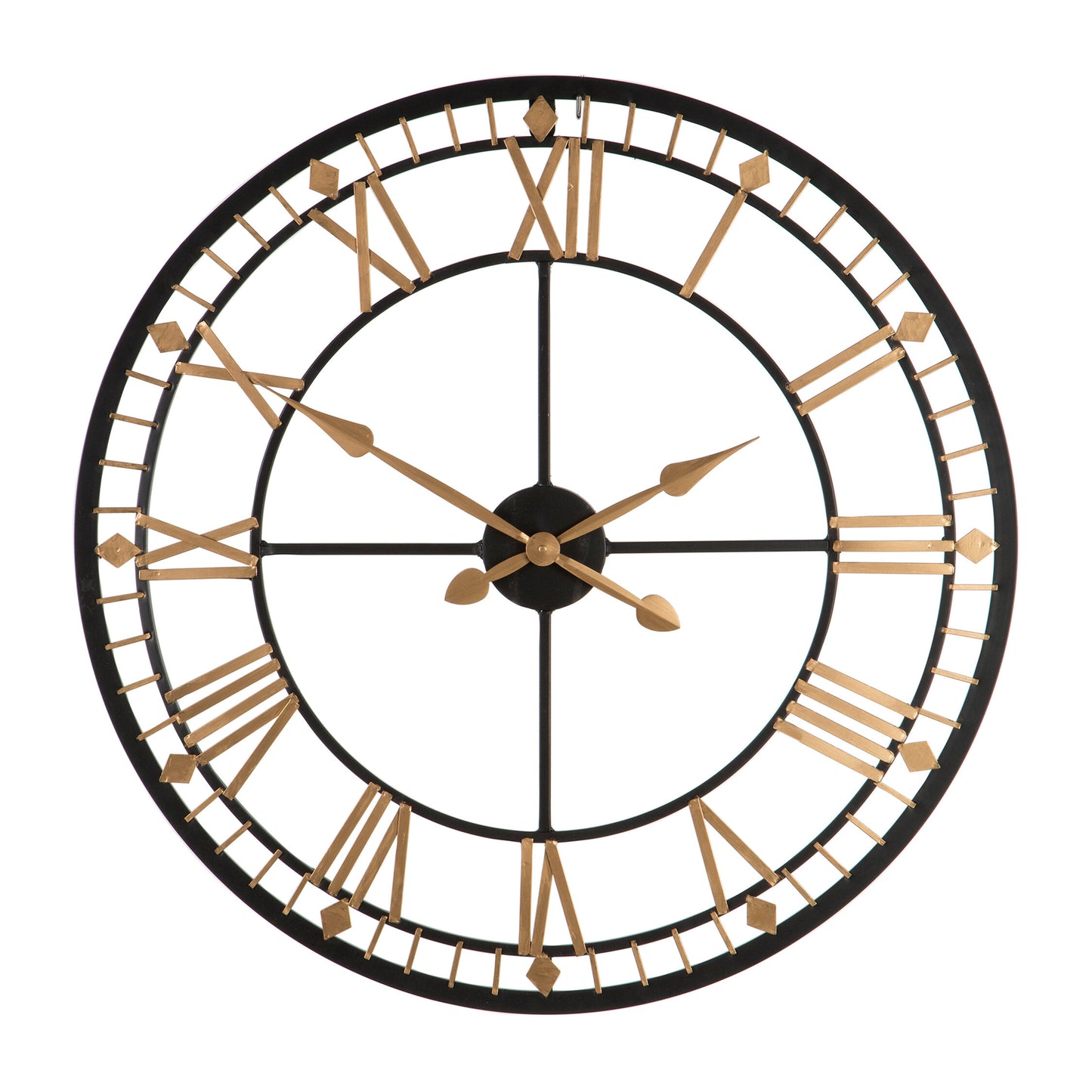 Tempo Industrial Dia Black and Gold Metal Wall Clock