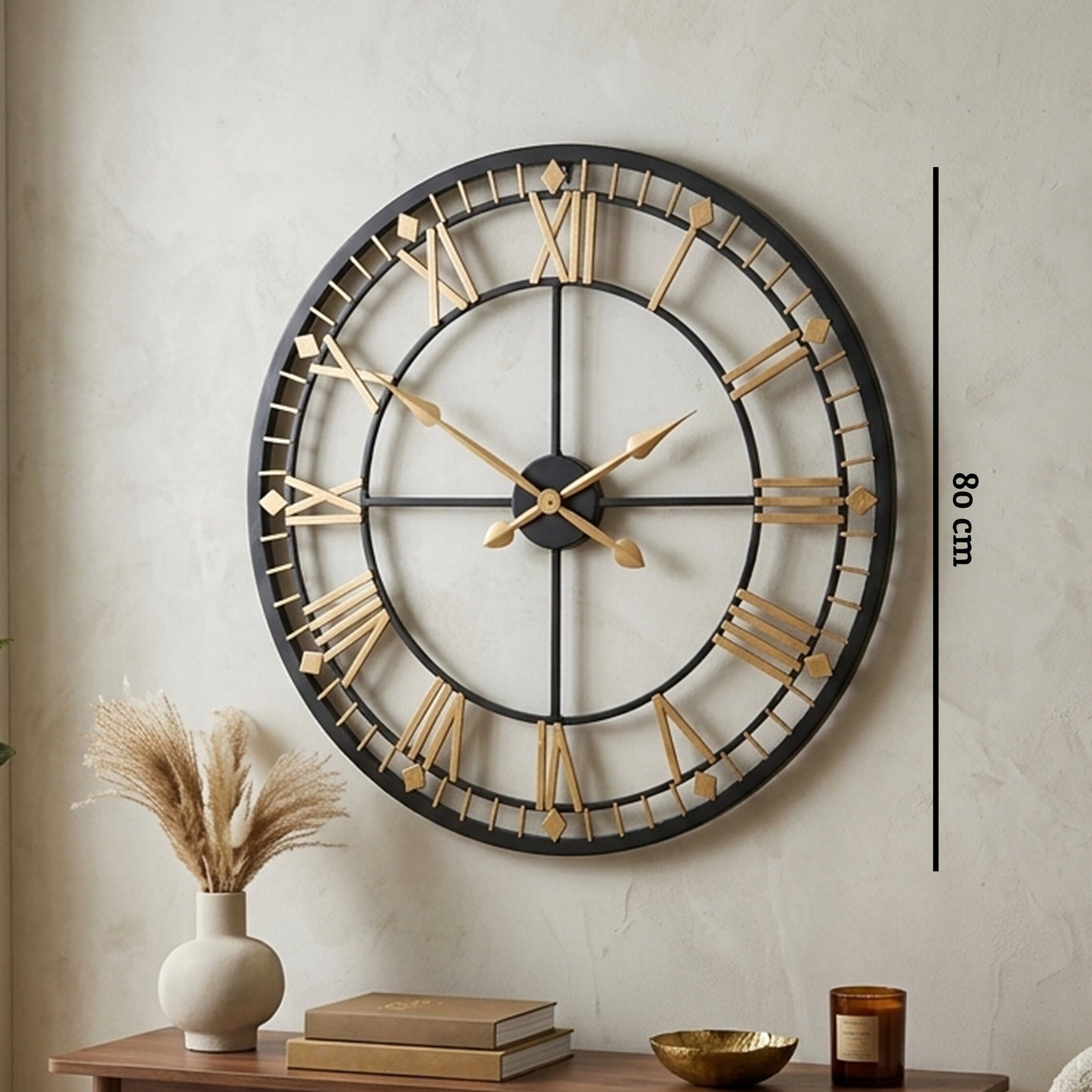 Tempo Industrial Dia Black and Gold Metal Wall Clock