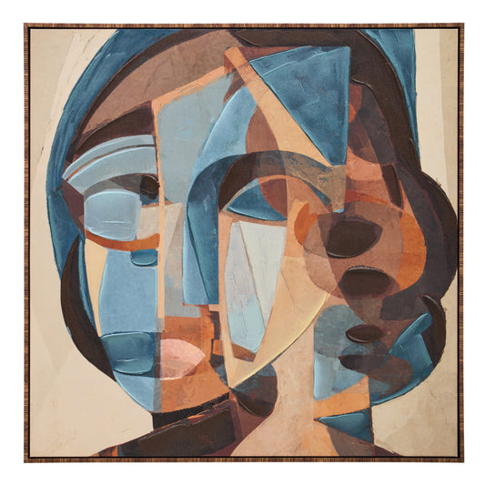 Galleria Abstract Face Textured Wall Art | Bali & Blue