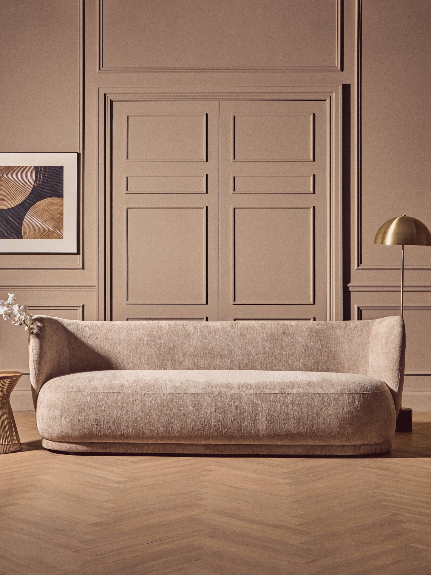 Belvedere Brushed Brass Black Marble Floor Lamp