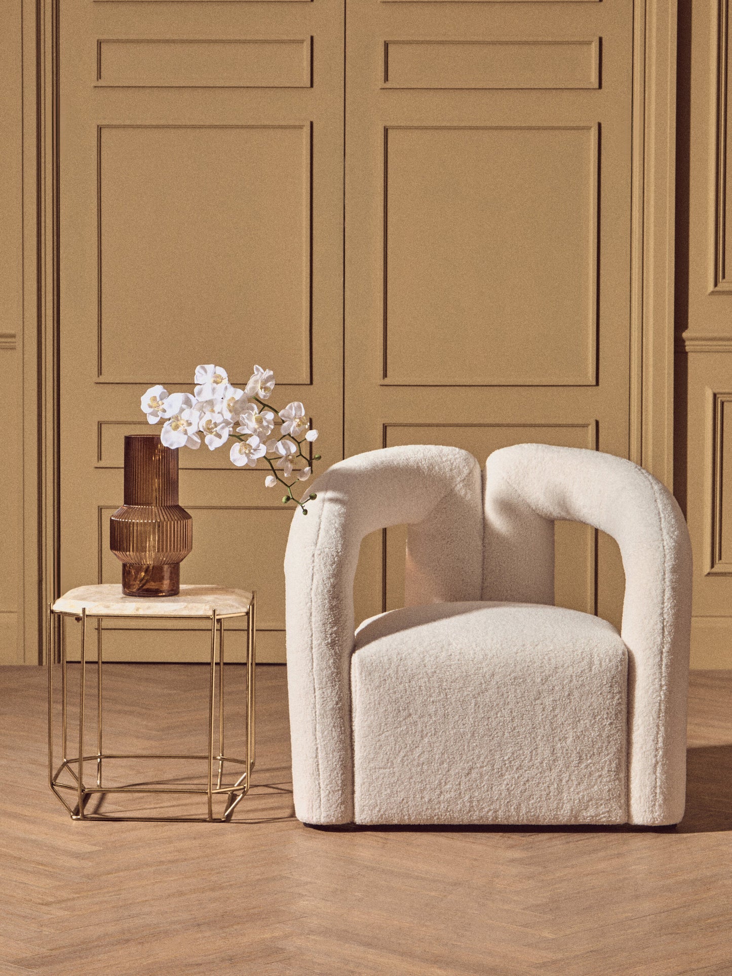 Dorchester White Quartz Gold Side Table
