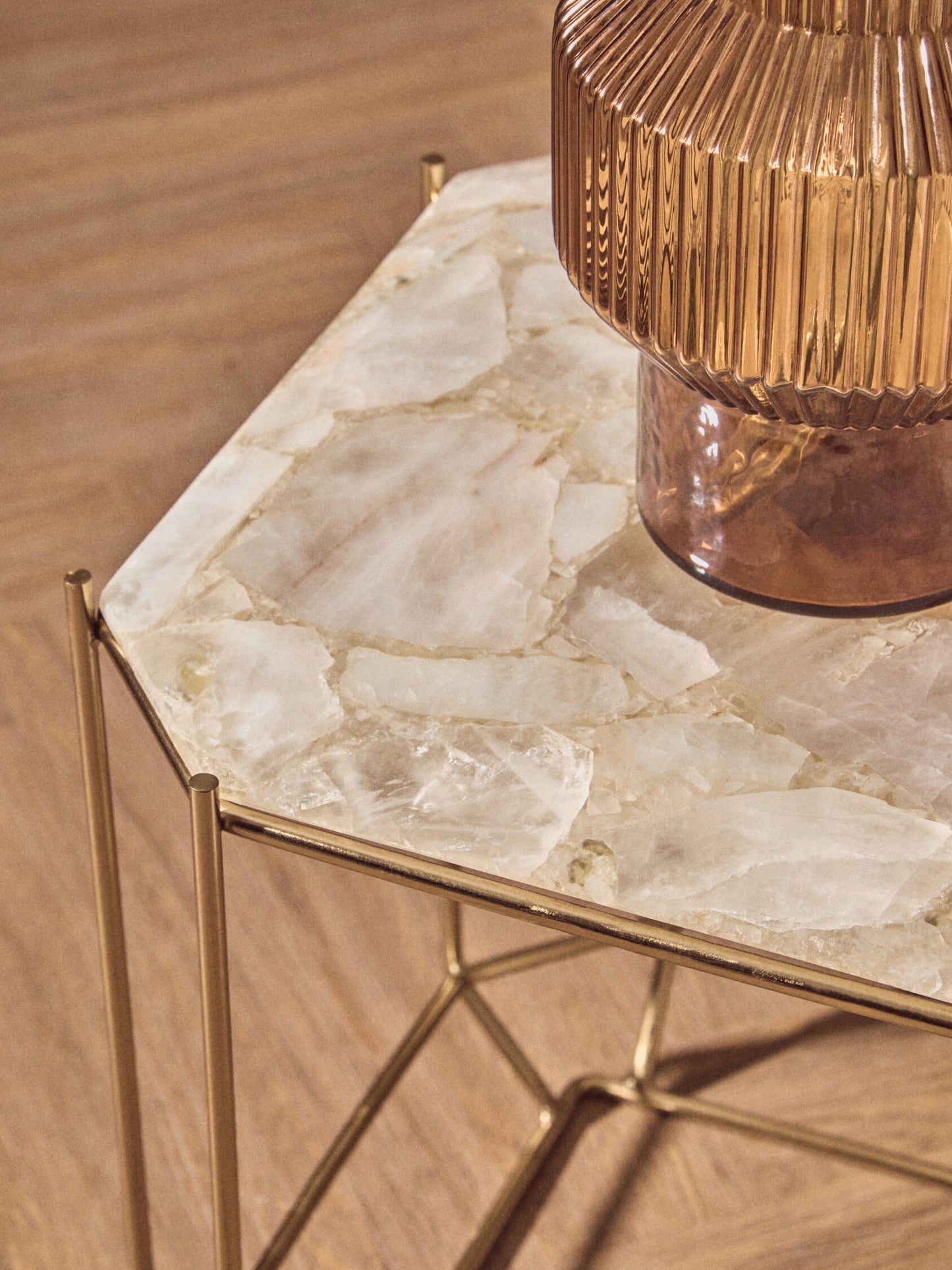 Dorchester White Quartz Gold Side Table