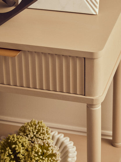 Cambridge One Drawer Reed Detail Taupe Wood Side Table