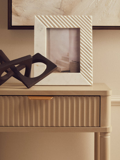 Cambridge One Drawer Reed Detail Taupe Wood Side Table