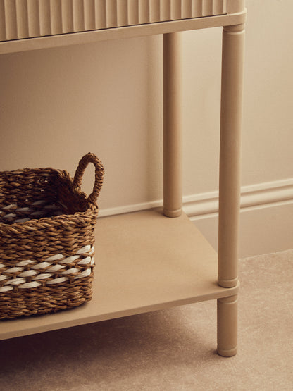 Cambridge 2 Drawer Reed Detail Taupe Wood Console Table