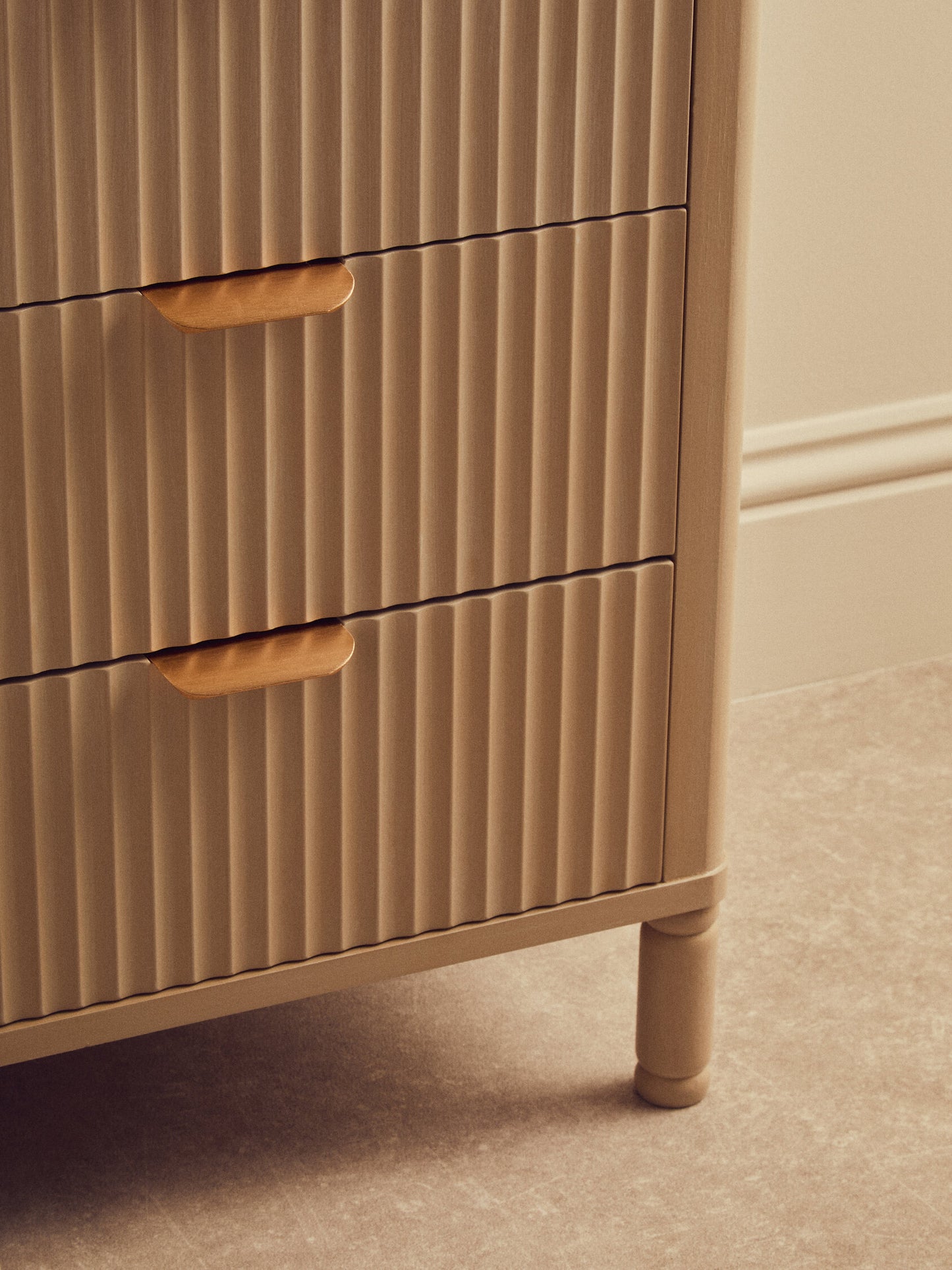 Cambridge Reed Detail Taupe Finish Three Drawer Chest