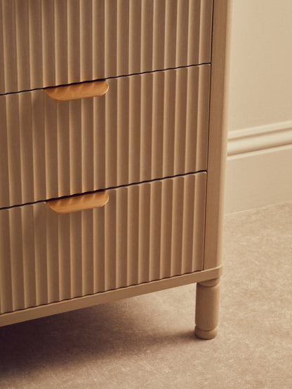 Cambridge Reed Detail Taupe Finish Three Drawer Chest