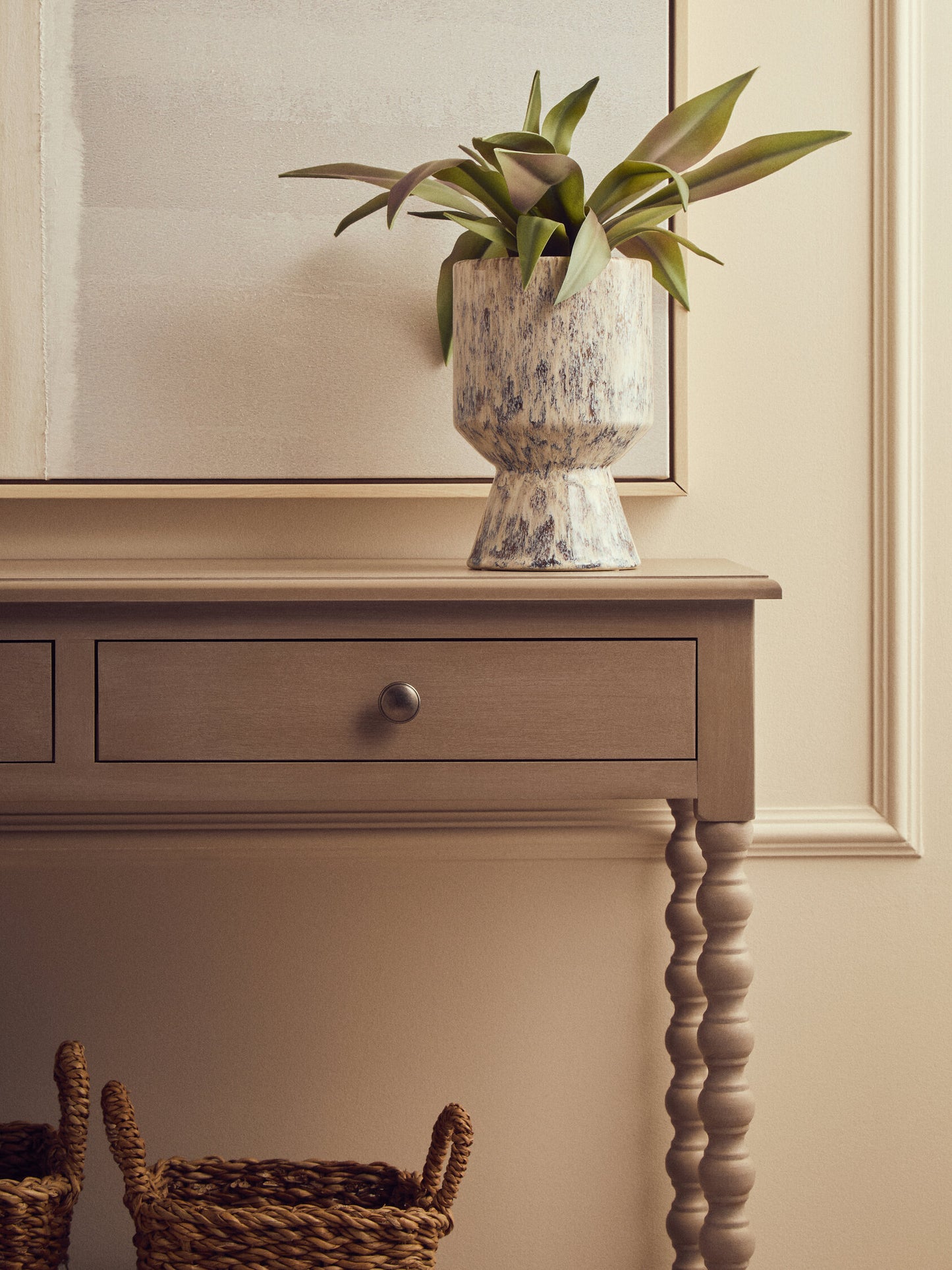 Cambridge Grey 2-Drawer Bobble Detail Wooden Console Table