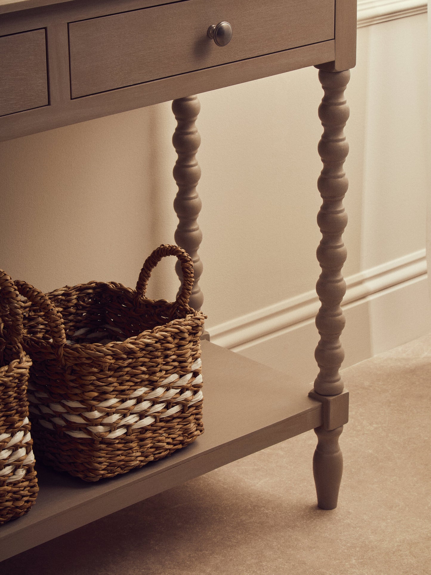 Cambridge Grey 2-Drawer Bobble Detail Wooden Console Table
