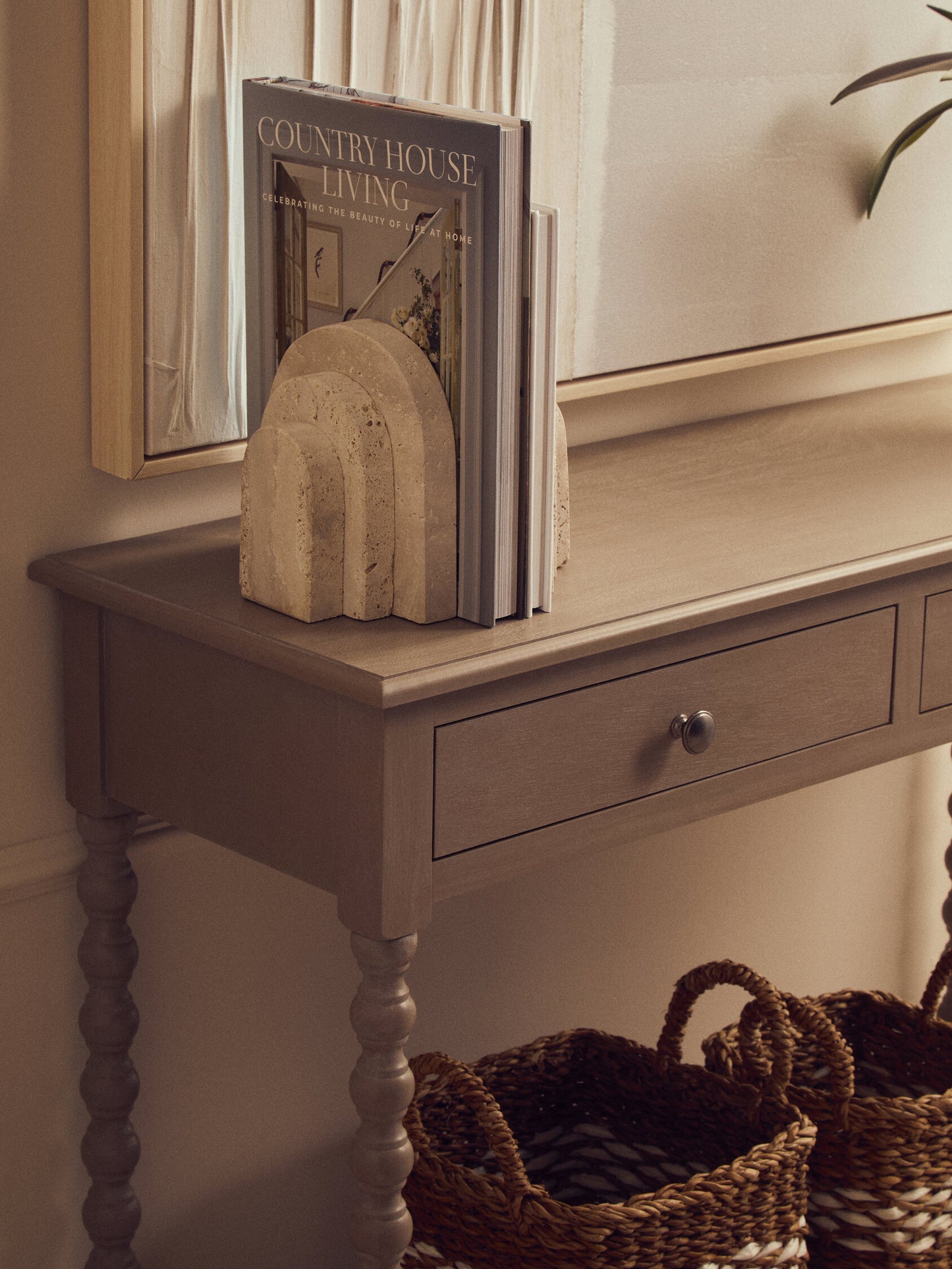 Cambridge Grey 2-Drawer Bobble Detail Wooden Console Table
