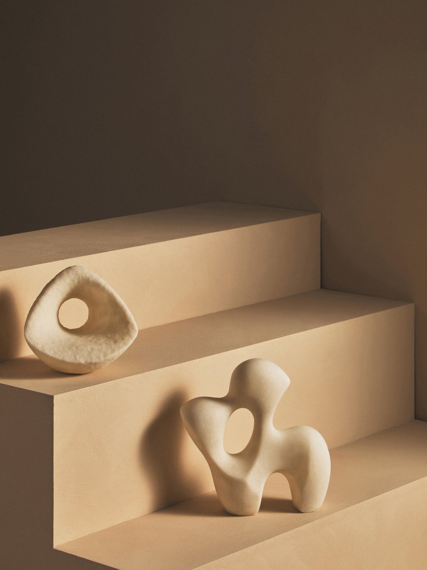 Mykonos Cream Textured Geometric Sculpture