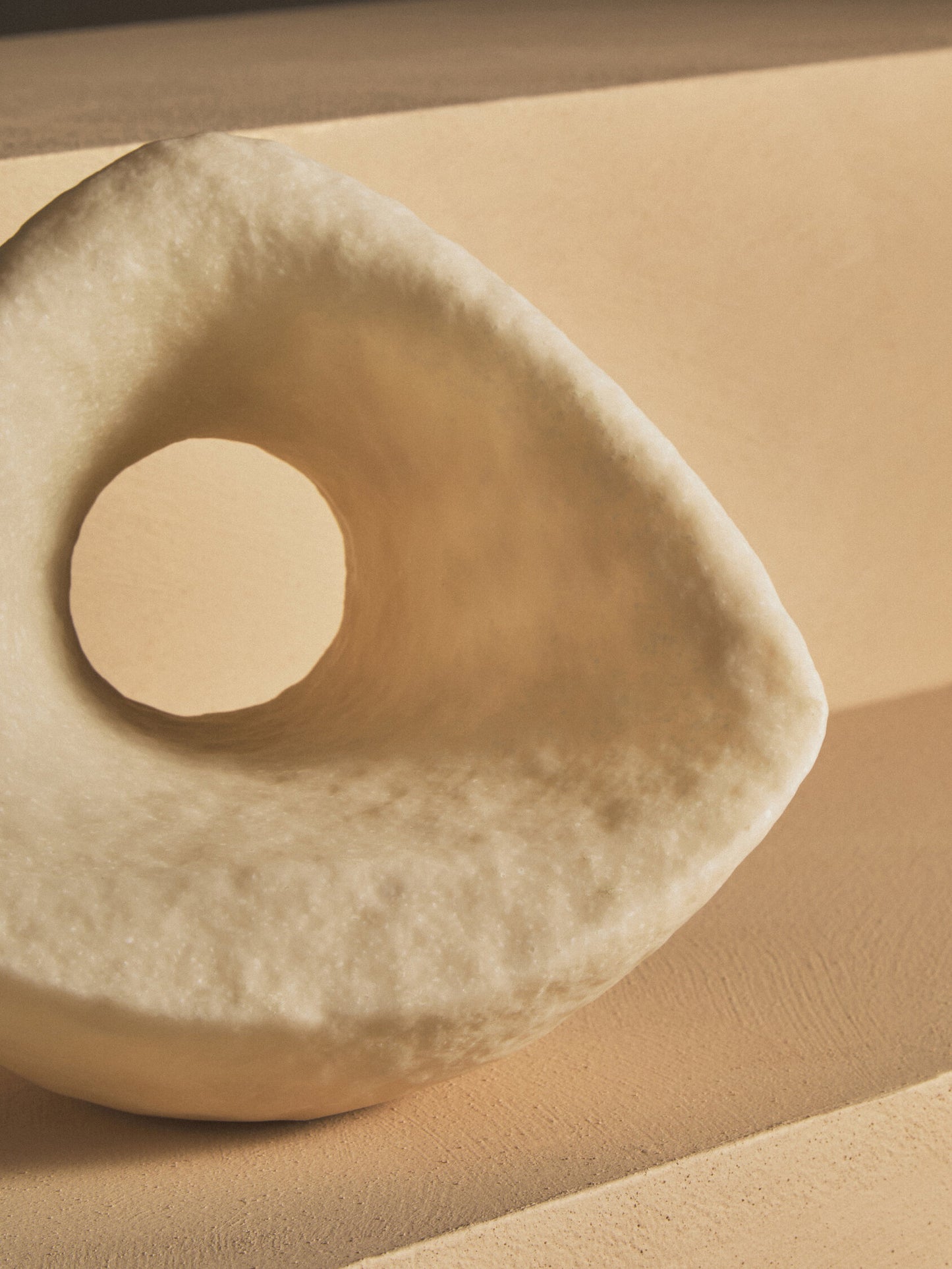 Mykonos Cream Textured Geometric Sculpture