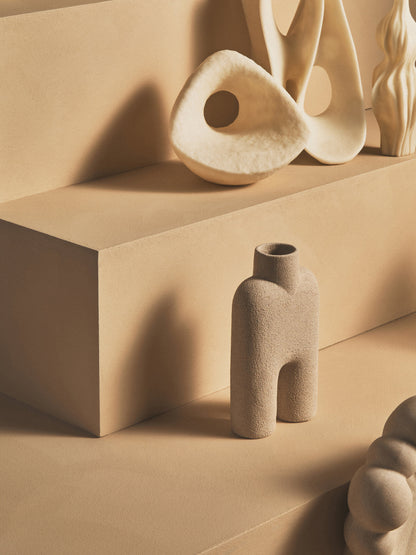 Mykonos Cream Textured Geometric Sculpture