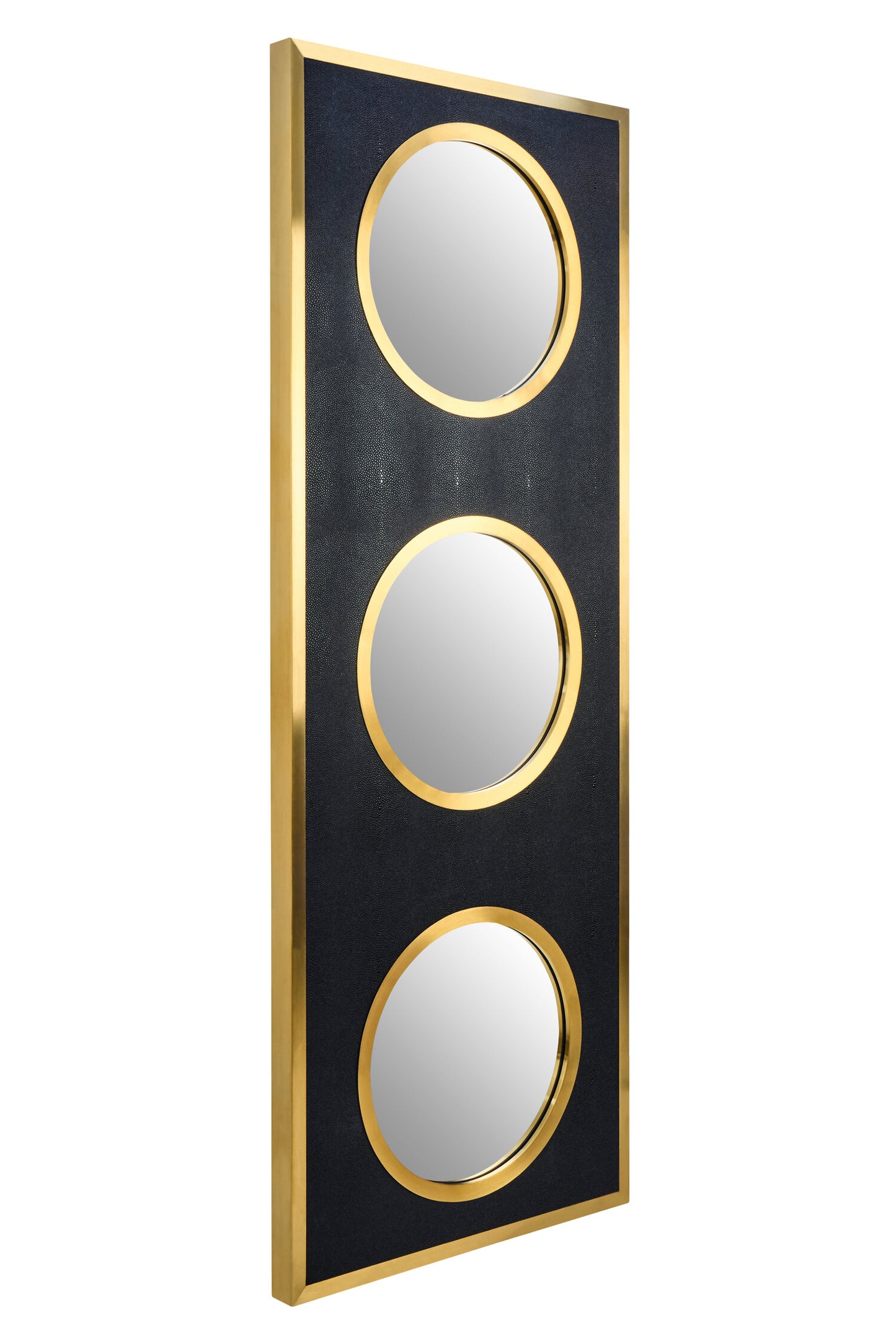 Madonnna Black Shagreen Gold Modern Wall Mirror