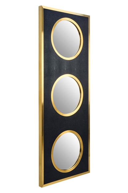 Madonnna Black Shagreen Gold Modern Wall Mirror