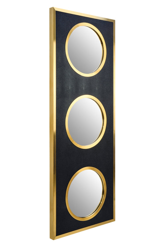 Madonnna Black Shagreen Gold Modern Wall Mirror
