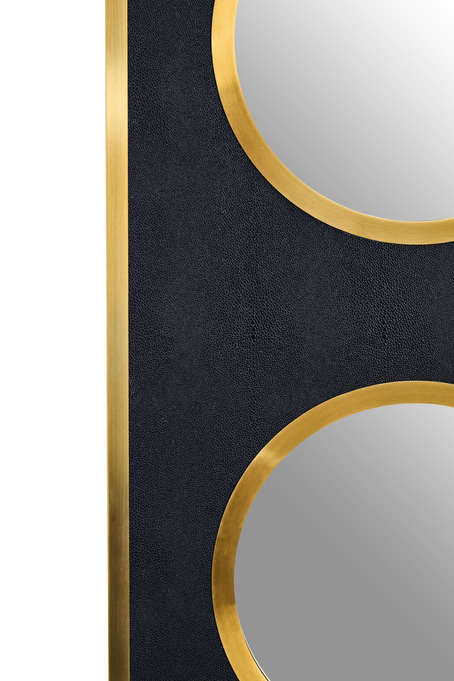 Madonnna Black Shagreen Gold Modern Wall Mirror
