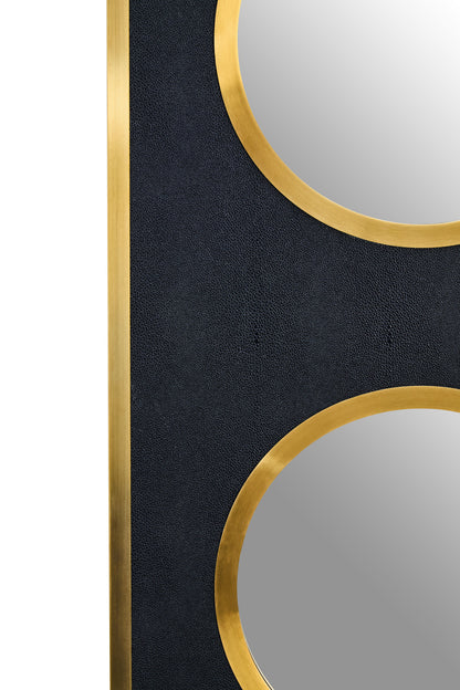 Madonnna Black Shagreen Gold Modern Wall Mirror