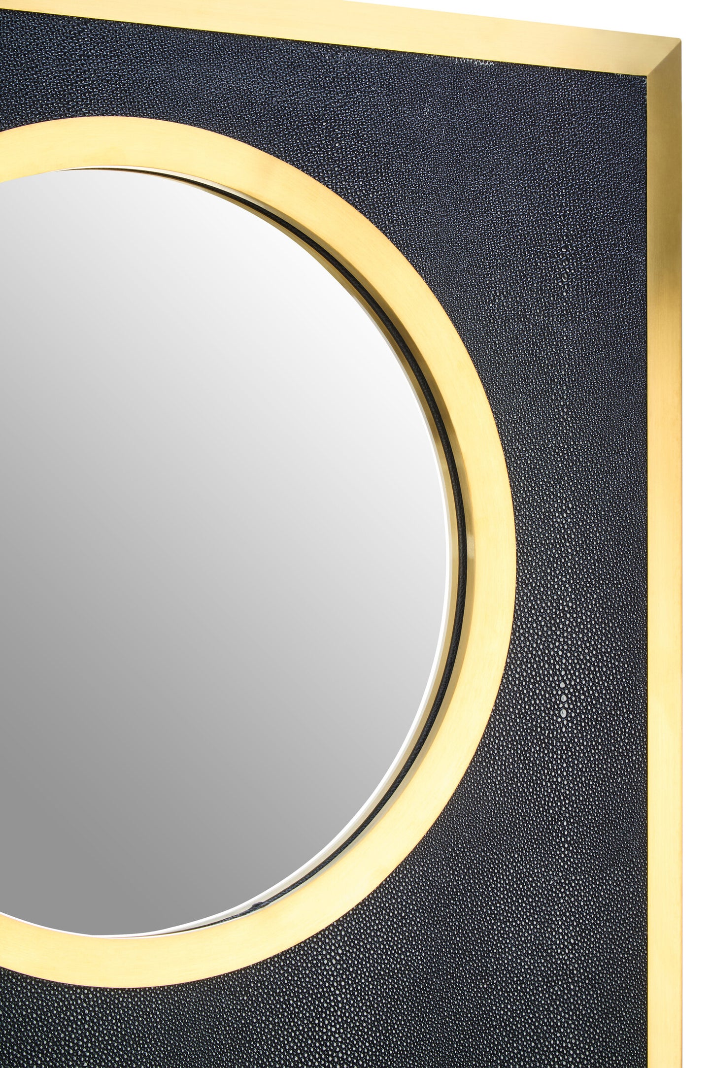 Madonnna Black Shagreen Gold Modern Wall Mirror