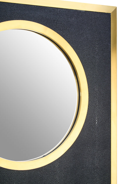 Madonnna Black Shagreen Gold Modern Wall Mirror