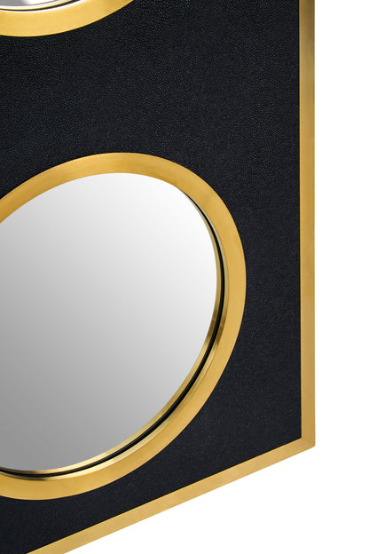 Madonnna Black Shagreen Gold Modern Wall Mirror