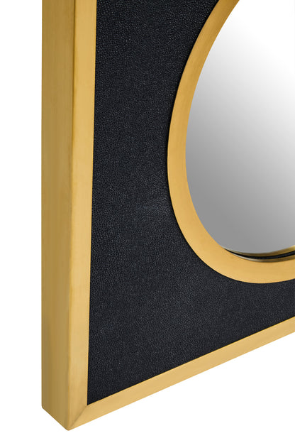 Madonnna Black Shagreen Gold Modern Wall Mirror