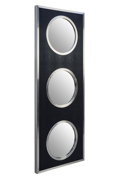 Madonnna Black Shagreen Silver Modern Wall Mirror