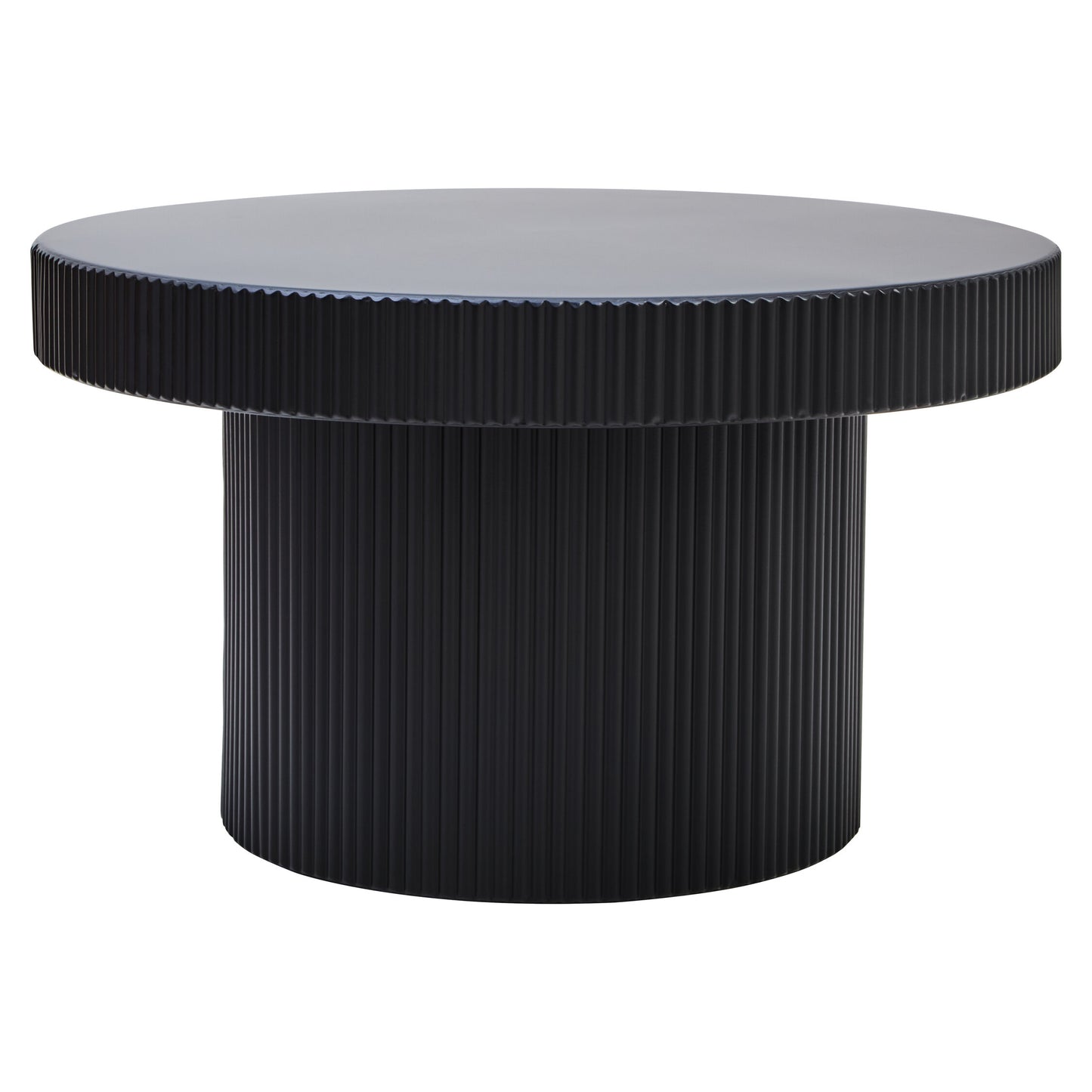 Aramis Black Metal Round Ridge Detail Coffee Table