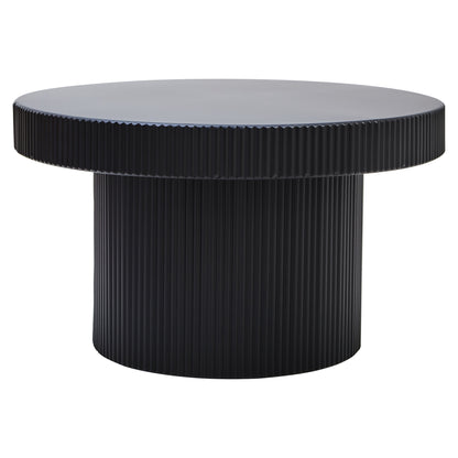 Aramis Black Metal Round Ridge Detail Coffee Table